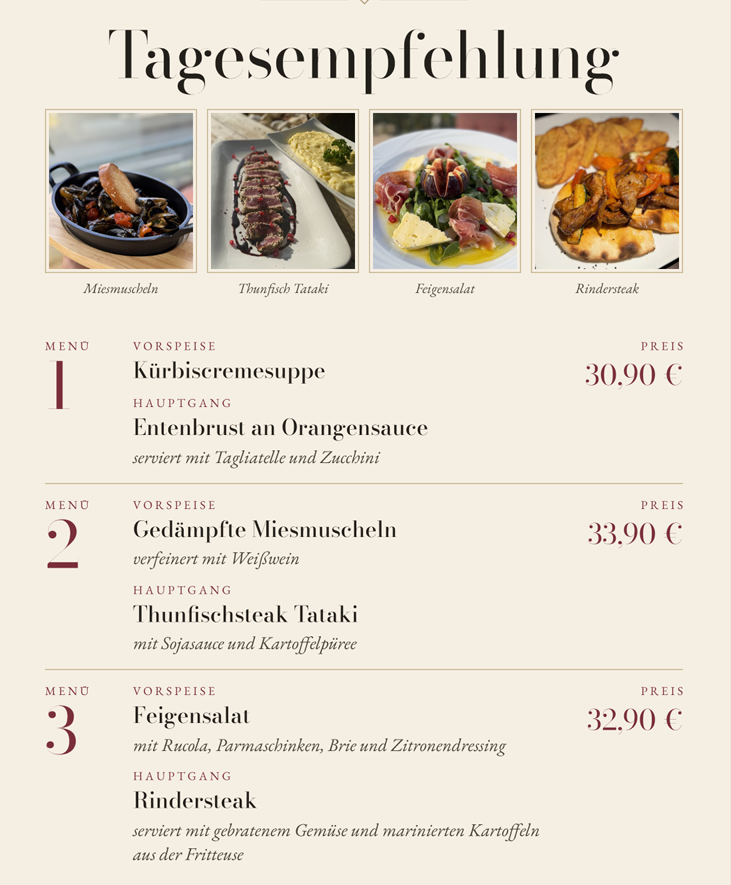 🍽️ Unser Menü der Woche | 14.10. – 21.10.2026 ✨